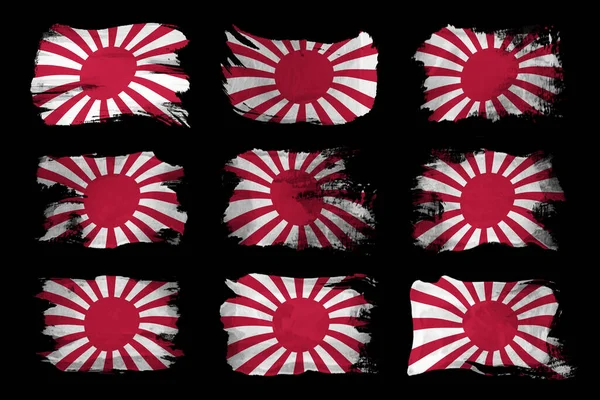 Мазок Мазка Флага Восходящего Солнца Национальный Флаг Черном Фоне — стоковое фото