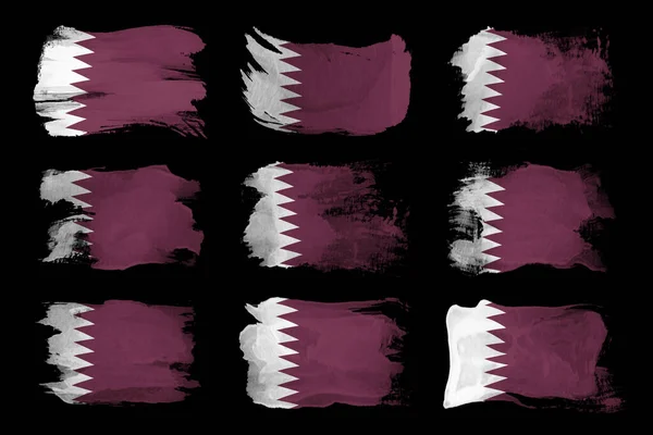 Qatar Pennellata Bandiera Bandiera Nazionale Sfondo Nero — Foto Stock