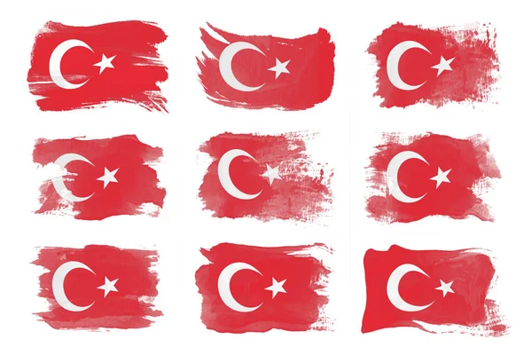 Pinselstrich Der Türkischen Flagge Nationalflagge Auf Weißem Hintergrund — Stockfoto