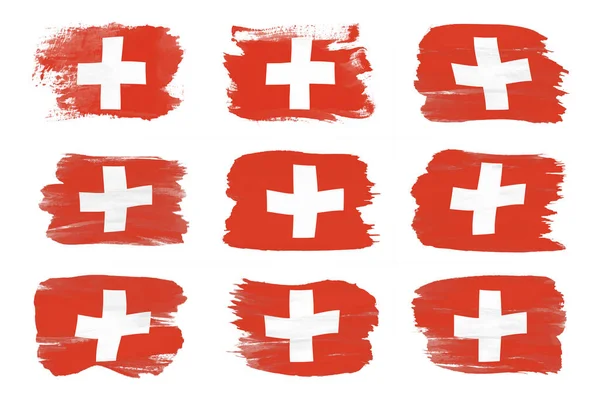 Switzerland Flag Brush Stroke National Flag White Background — 图库照片