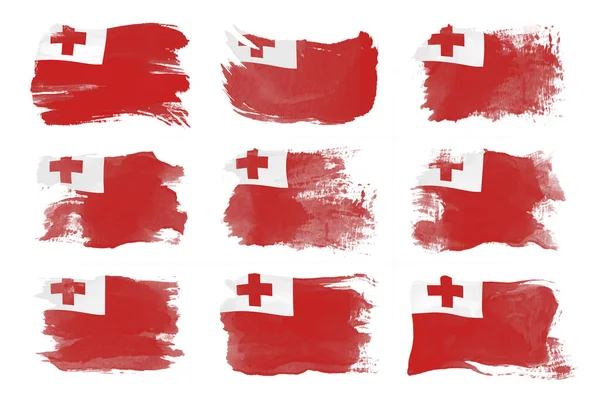 Pincelada Bandera Tonga Bandera Nacional Sobre Fondo Blanco —  Fotos de Stock