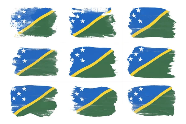 Pennellata Con Bandiera Delle Isole Salomone Bandiera Nazionale Sfondo Bianco — Foto Stock