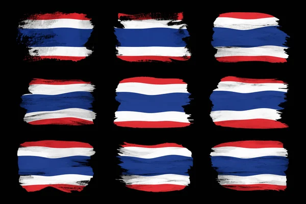 Tailândia Pincel Bandeira Bandeira Nacional Sobre Fundo Preto — Fotografia de Stock