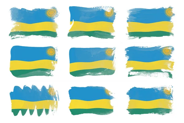 Ruanda bayrağı fırça darbesi, beyaz arka planda ulusal bayrak