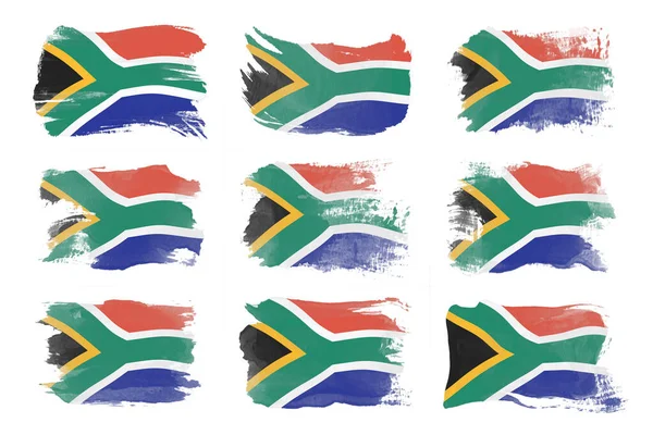 Jižní Afrika Prapor Tahu Štětcem Národní Vlajka Bílém Pozadí — Stock fotografie