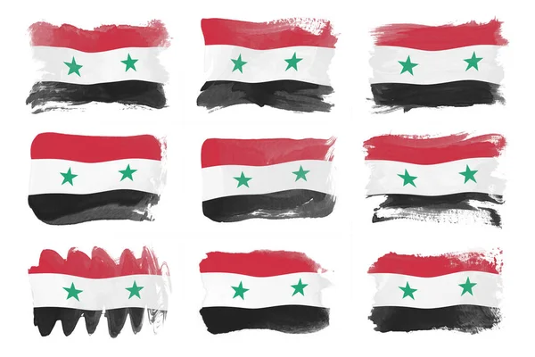 Suriye bayrağı fırça darbesi, beyaz arka planda ulusal bayrak