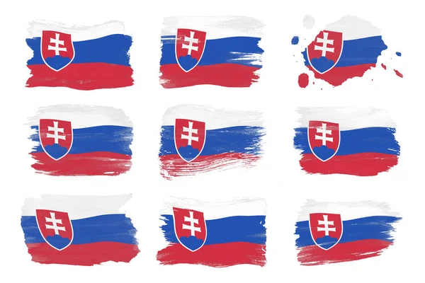 Slovakia Flag Brush Stroke National Flag White Background — Stockfoto