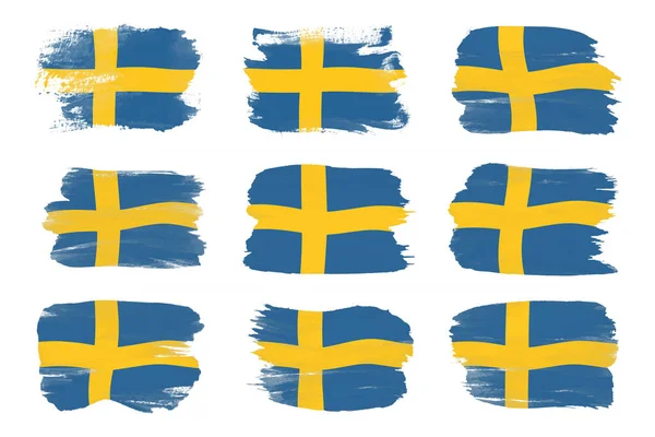Pincelada Bandera Suecia Bandera Nacional Sobre Fondo Blanco —  Fotos de Stock