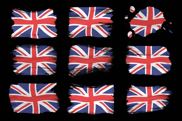 United Kingdom Flag Brush Stroke National Flag Black Background — Stock Photo, Image