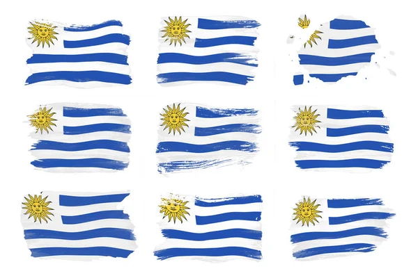Uruguay Vlag Borstel Slag Nationale Vlag Witte Achtergrond — Stockfoto