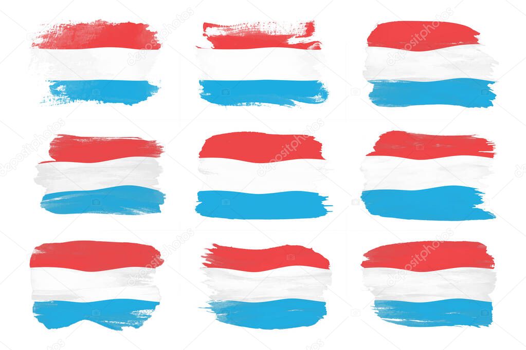 Luxembourg flag brush stroke, national flag on white background