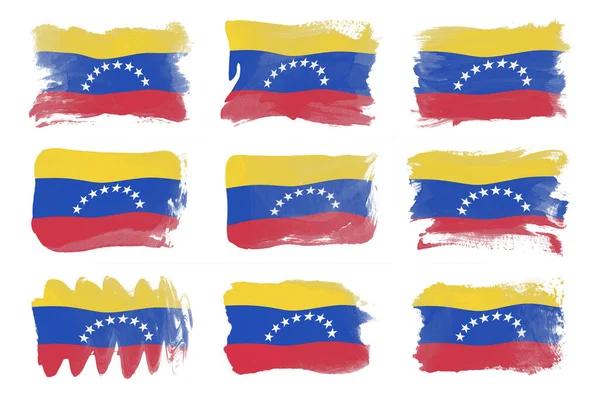 Venezuela bayrağı fırça darbesi, beyaz arka planda ulusal bayrak