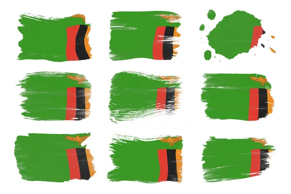 赞比亚国旗刷 白底国旗 — 图库照片