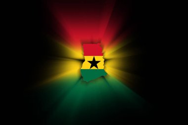 Gana haritası, siyah arkaplan üzerinde, bayrak ile harita