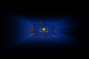 Pennsylvania haritası, siyah arkaplan üzerinde, bayrak ile harita