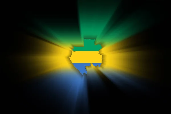 Map Gabon Black Background Map Flag — ストック写真