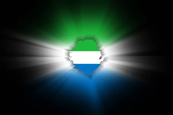 Mapa Sierra Leona Sobre Fondo Negro Mapa Con Bandera —  Fotos de Stock