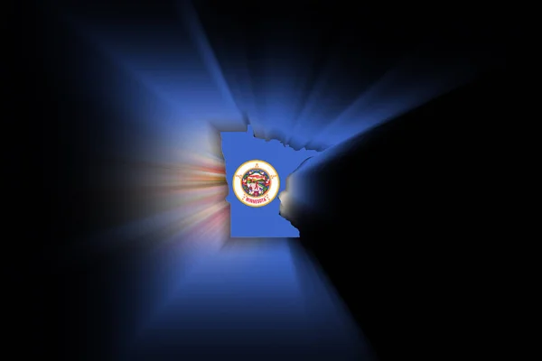 Karta Över Minnesota Svart Bakgrund Karta Med Flagga — Stockfoto