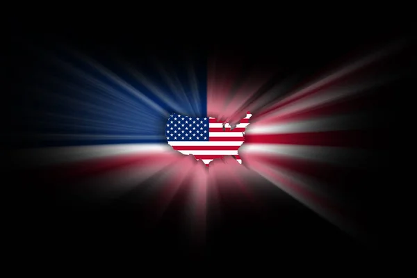 Map United States Black Background Map Flag — Stock Photo, Image
