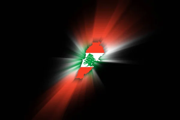 Karta Över Libanon Svart Bakgrund Karta Med Flagga — Stockfoto