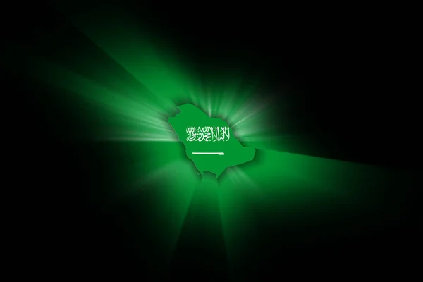 Karte Von Saudi Arabien Auf Schwarzem Hintergrund Karte Mit Flagge — Stockfoto