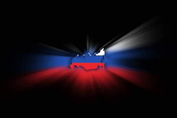 Karta Över Ryssland Svart Bakgrund Karta Med Flagga — Stockfoto
