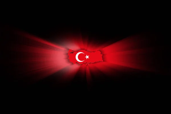 Landkarte Der Türkei Auf Schwarzem Hintergrund Karte Mit Flagge — Stockfoto