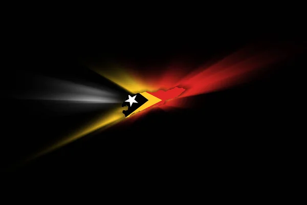 Mapa Timoru Wschodniego Czarnym Tle Mapa Flagą — Zdjęcie stockowe