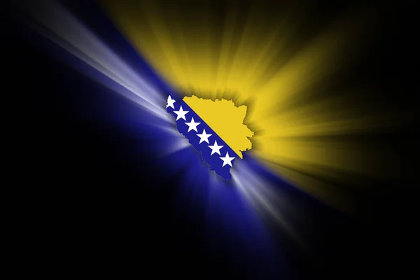 Karta Över Bosnien Och Hercegovina Svart Bakgrund Karta Med Flagga — Stockfoto