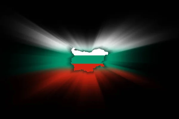 保加利亚地图 黑色背景 有国旗的地图 — 图库照片