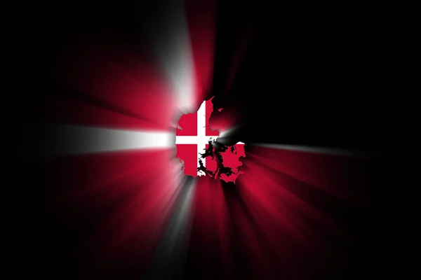 Map Denmark Black Background Map Flag — ストック写真