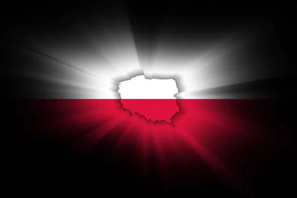 Map Poland Black Background Map Flag — ストック写真