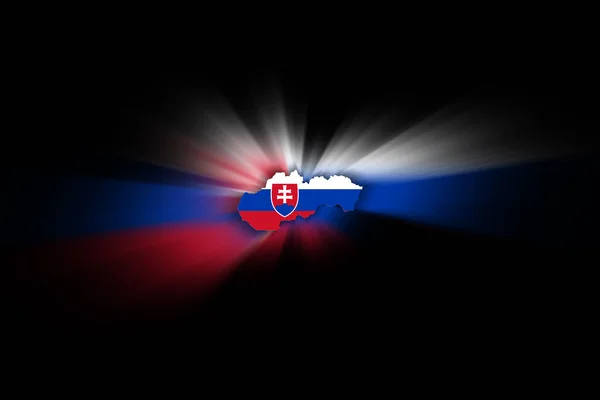 斯洛伐克地图 黑色背景 有国旗的地图 — 图库照片