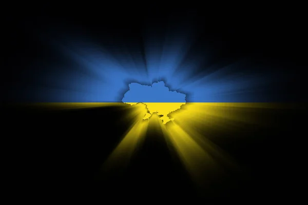 Mapa Ucrania Sobre Fondo Negro Mapa Con Bandera —  Fotos de Stock