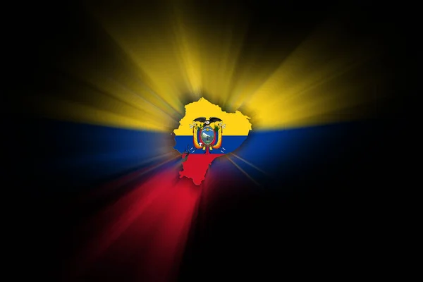 Map Ecuador Black Background Map Flag — ストック写真