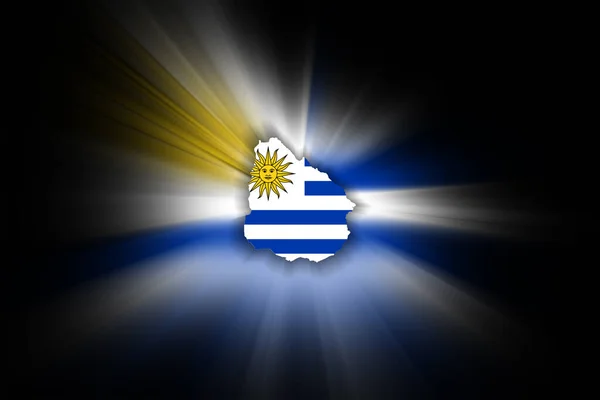 Mapa Uruguaye Černém Pozadí Mapa Vlajkou — Stock fotografie
