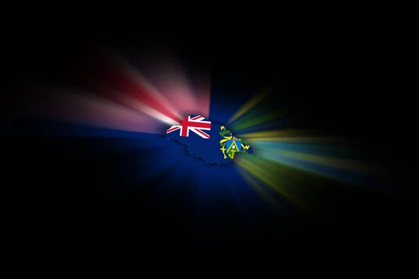 Karta Över Pitcairn Svart Bakgrund Karta Med Flagga — Stockfoto
