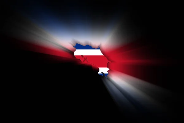 Karta Över Costa Rica Svart Bakgrund Karta Med Flagga — Stockfoto