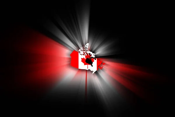 Mapa Kanady Černém Pozadí Mapa Vlajkou — Stock fotografie