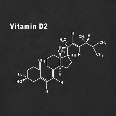 Vitamin D2, Yapısal kimyasal formül siyah zemin üzerinde beyaz