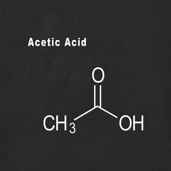 Ácido Acético Fórmula Química Estrutural Branco Sobre Fundo Preto — Fotografia de Stock