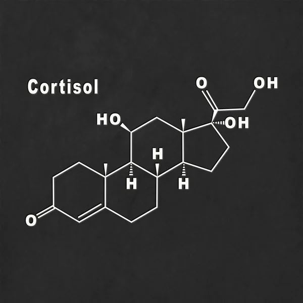 Cortisol Hormona Fórmula Química Estructural Blanca Sobre Fondo Negro —  Fotos de Stock
