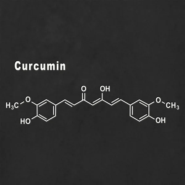 Curcumin Turmeric Spice Structural Chemical Formula White Black Background — Foto Stock