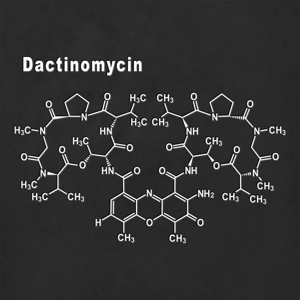 Dactinomycin Cancer Chemotherapy Drug Structural Chemical Formula White Black Background —  Fotos de Stock