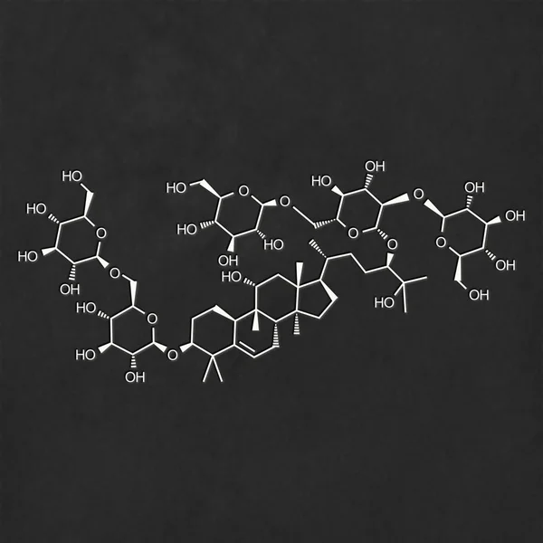 Mogroside Fórmula Química Estructural Blanca Sobre Fondo Negro Edulcorante Frutas —  Fotos de Stock