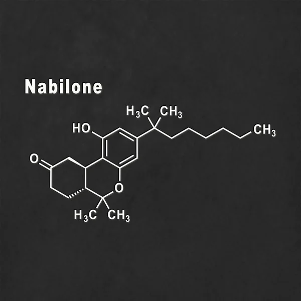 Nabilone Synthetic Cannabinoid Structural Chemical Formula White Black Background — Photo