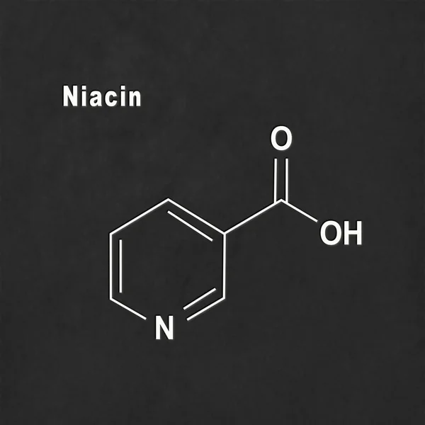 Molécula Niacina Ácido Nicotínico Vitamina Fórmula Química Estructural Blanca Sobre —  Fotos de Stock