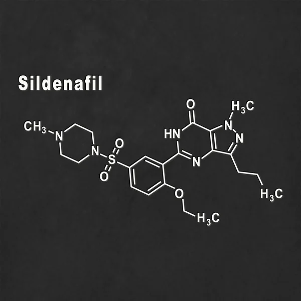 Sildenafilo Disfunción Eréctil Molécula Drogas Fórmula Química Estructural Blanco Sobre —  Fotos de Stock
