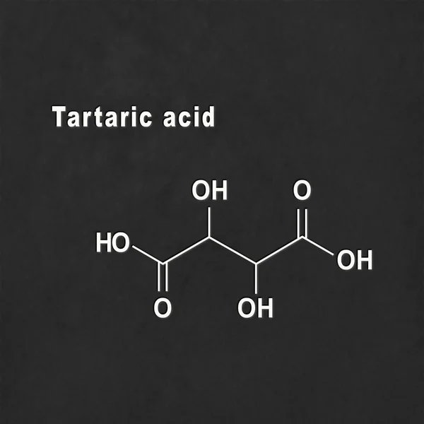 Acido Tartarico Formula Chimica Strutturale Bianca Fondo Nero — Foto Stock