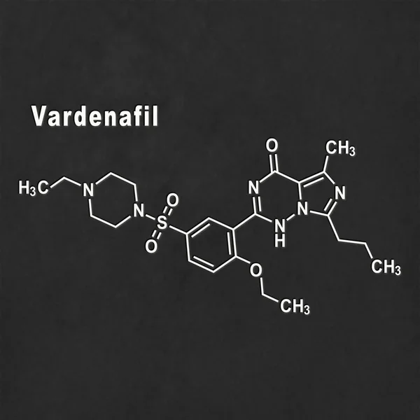 Vardenafil Erectile Dysfunction Drug Molecule Structural Chemical Formula White Black — Photo